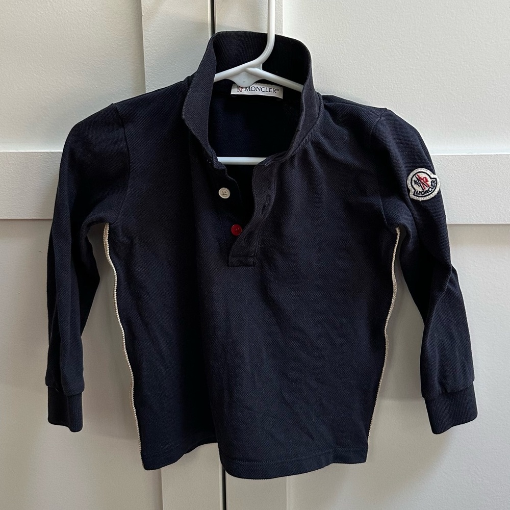 Moncler Navy Blue Polo Long Sleeve Shirt 12-18 Months